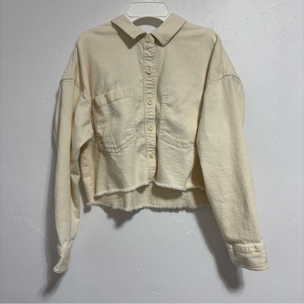 American Eagle XS/S Women's Cropped Jacket Button Front Reverse Inner Pocket